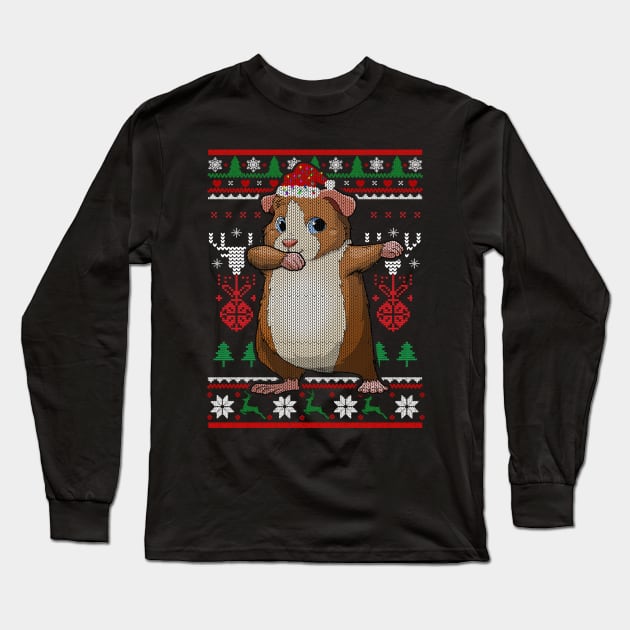 Guinea Pig Dabbing Ugly Christmas Furry Potato Pet Xmas Long Sleeve T-Shirt by Sincu